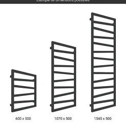 Matisere Sèche-serviette électrique noir - (HxL) 1310x500mm - 600 Watts - 600 Watt - ZIG1310-500E1N* Sèche-Serviettes Électrique