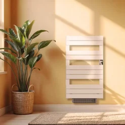 Bestherm Sèche-serviette électrique sans fluide avec soufflerie 500W+1000W H.108,4xL60cm HANAE blanc