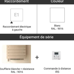 Matisere Sèche-serviette électrique soufflant blanc - HxL 884x500mm - 500 Watt - ROE-090-050/IFS/B* Sèche-Serviettes Soufflant