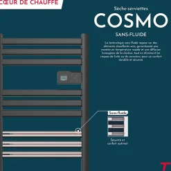 Thomson Sèche-serviette électrique sans fluide connecté WiFi 500W COSMO noir