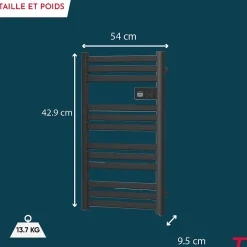 Thomson Sèche-serviette électrique sans fluide connecté WiFi 500W COSMO noir