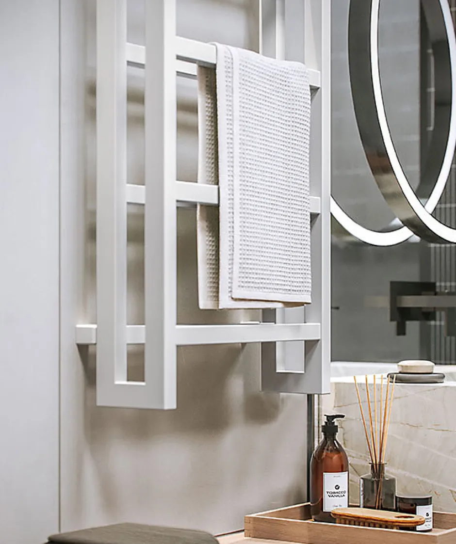 Matisere Sèche-serviette mixte blanc de 1150mm de haut et 300mm de large - 480 Watt - STA1150/300V2B* Sèche-Serviettes Mixte