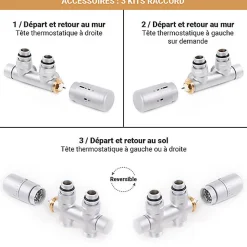 Matisere Sèche-serviette mixte blanc de 1610mm de haut et 500mm de large - 607 Watt - BON1610/500DWZ1B* Sèche-Serviettes Mixte