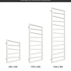 Matisere Sèche-serviette mixte blanc - (HxL) 1780x500mm - 600 Watt - 678 Watt - ZIG1780-500Z8B