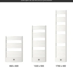 Matisere Sèche-serviette mixte blanc - (HxL) 1760x500mm - 800 Watt - 798 Watt - DEX1760-500PZ8B* Sèche-Serviettes Mixte