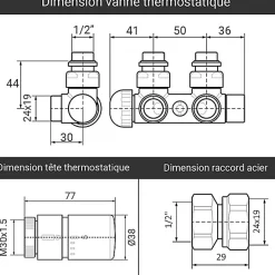 Matisere Sèche-serviette mixte blanc de 600mm de haut et 500mm de large - 249 Watt - ZIG600/500KDZ8B