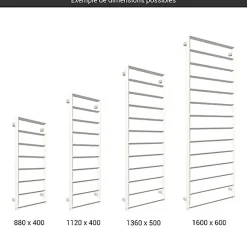 Matisere Sèche-serviette mixte blanc - (HxL) 1120x600mm - 500 Watt - 461 Watt - DIA1120-600Z1B