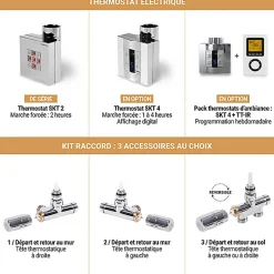 Matisere Sèche-serviette mixte chromé de 555mm de haut / 600mm de large - 177 Watt - JAD555/600V2CRO