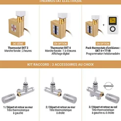 Matisere Sèche-serviette mixte doré de 1630mm de haut et 600mm de large - 681 Watt - VIV1630/600V2BRA* Sèche-Serviettes Mixte