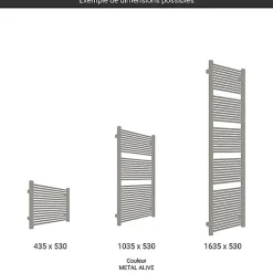 Matisere Sèche-serviette mixte gris métal de 1710mm de haut et 230mm de large - 425 Watt - MIK1710/230Z8MAV