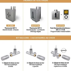 Matisere Sèche-serviette mixte Laiton brossé de 800mm de haut / 504 mm large - 147 Watt - RET800/504V2BBS