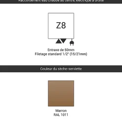Matisere Sèche-serviette mixte marron clair de 1070mm de haut et 500mm de large - 418 Watt - ZIG1070/500Z81011* Sèche-Serviettes Mixte