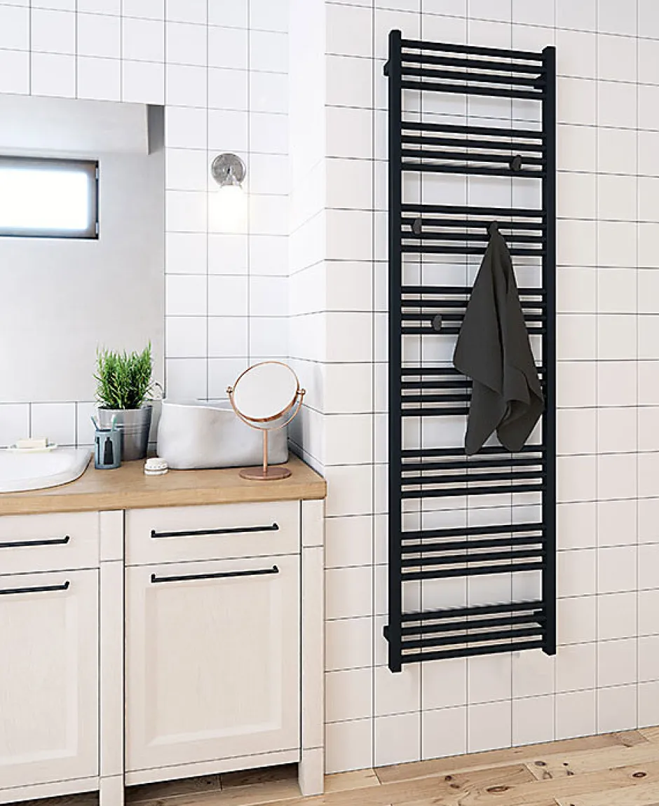 Matisere Sèche-serviette mixte noir - (HxL) 1860x580 mm - 1000 Watt - 897 Watt - FIO1860-580Z8N* Sèche-Serviettes Mixte