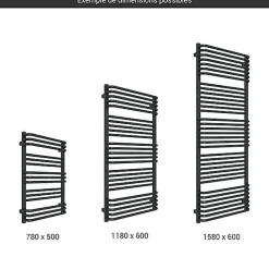 Matisere Sèche-serviette mixte noir - (HxL) 1180x500 mm - 600 Watt - 650 Watt - POL1180-500V2N* Sèche-Serviettes Mixte