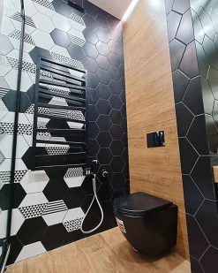 Matisere Sèche-serviette mixte noir - (HxL) 600x500 mm - 300 Watt - 245 Watt - ZIG600-500Z1N* Sèche-Serviettes Mixte