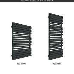 Matisere Sèche-serviette mixte noir - (HxL) 870x450 mm - 600 Watt - 550 Watt - QUA870-450BV2N