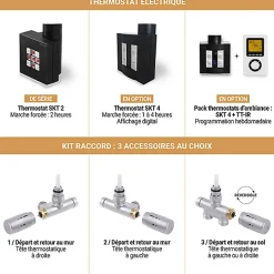 Matisere Sèche-serviette mixte noir - (HxL) 1479x400 mm - 600 Watt - 573 Watt - DOM1479-400V2N* Sèche-Serviettes Mixte