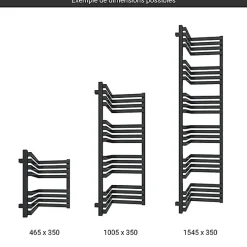 Matisere Sèche-serviette mixte noir de 735mm de haut et 350mm de large - 375 Watt - INC735/350V2N* Sèche-Serviettes Mixte