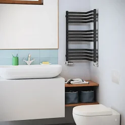Matisere Sèche-serviette mixte noir de 735mm de haut et 350mm de large - 375 Watt - INC735/350V2N* Sèche-Serviettes Mixte