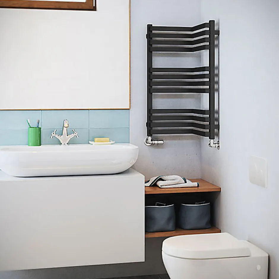 Matisere Sèche-serviette mixte noir de 735mm de haut et 350mm de large - 375 Watt - INC735/350V2N* Sèche-Serviettes Mixte