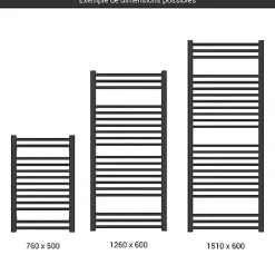 Matisere Sèche-serviette mixte noir - (HxL) 760x500 mm - 300 Watt - 320 Watt - BON760-500Z8N