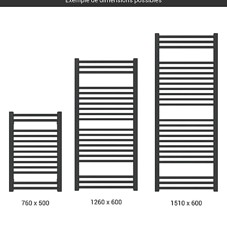 Matisere Sèche-serviette mixte noir - (HxL) 760x500 mm - 300 Watt - 320 Watt - BON760-500Z8N