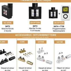 Matisere Sèche-serviette mixte noir - (HxL) 760x500 mm - 300 Watt - 320 Watt - BON760-500Z8N