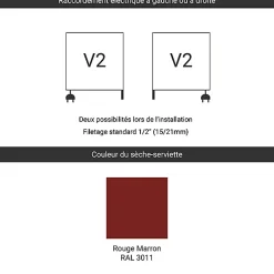 Matisere Sèche-serviette mixte rouge marron de 1620mm de haut et 530mm de large - 723 Watt - FIO1620/530V23011* Sèche-Serviettes Mixte