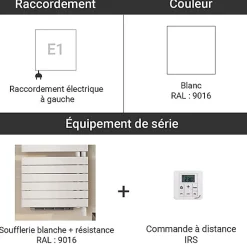Matisere Sèche-serviette soufflant blanc de 1745mm de haut - 550mm de large - 1000 Watt - ROFEL-18-55/IFS/B