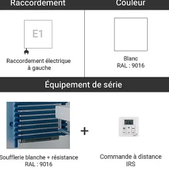 Matisere Sèche-serviette soufflant électrique blanc - HxL : 1746x496mm - 1000 Watt - LFE-170-50/IFS/B