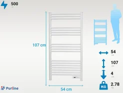 Pureline Sèche-serviettes avec minuterie 500W* Sèche-Serviettes Soufflant