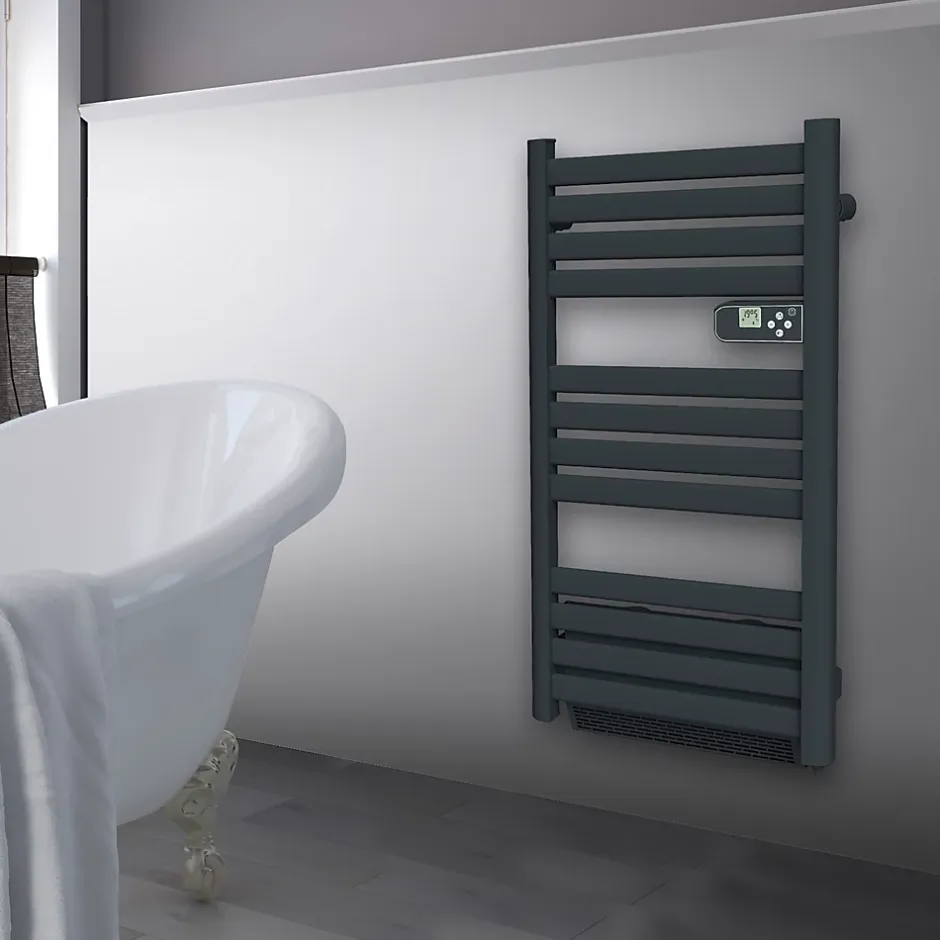 Sèche-serviettes avec soufflerie Mestia gris 500W + soufflerie 1000W* Sèche-Serviettes Soufflant