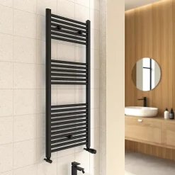 Kiamami Valentina Sèche-Serviettes De Salle De Bain En Acier Noir 50X180* Sèche-Serviettes Eau Chaude