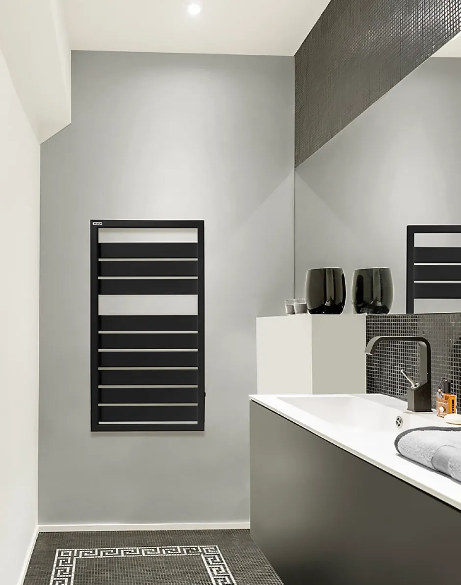 Acova Sèche-serviettes eau chaude noir en acier 432W + 2 patères, Astrakan