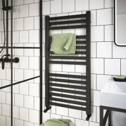 GoodHome Sèche-serviettes eau chaude en acier Aspley argent 413W* Sèche-Serviettes Eau Chaude