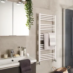 GoodHome Sèche-serviettes eau chaude en acier Duala blanc 20 barres - 438 W* Sèche-Serviettes Eau Chaude