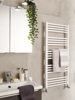 GoodHome Sèche-serviettes eau chaude en acier Duala blanc 20 barres - 438 W* Sèche-Serviettes Eau Chaude