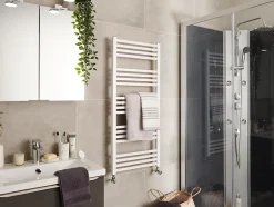 GoodHome Sèche-serviettes eau chaude en acier Duala blanc 20 barres - 438 W* Sèche-Serviettes Eau Chaude