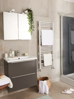 GoodHome Sèche-serviettes eau chaude en acier Duala gris 24 barres - 518 W