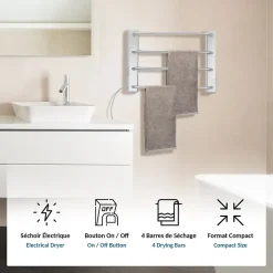 Fishtec Sèche-Serviettes Electrique Salle de Bain 60 W