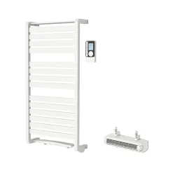GoodHome Sèche-serviettes électrique Loreto blanc 500W + Soufflerie amovible Acilia blanc 1000W