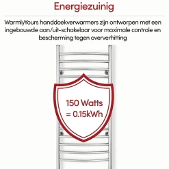 WarmlyYours Sèche-serviettes électrique chrome 150W , Dimensions: 101.6 cm x 45.7 cm* Sèche-Serviettes Électrique