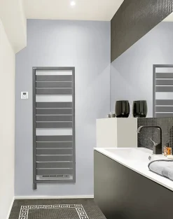 Acova Sèche-serviettes électrique à inertie fluide Astrakan +Air grey aluminium 750W + soufflerie 1000W