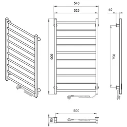 Laris Sèche-serviettes électrique ALFA 500x900 avec minuterie ECO, 185W, Blanc
