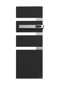 Sauter Sèche-serviettes électrique à inertie fluide Alutu anthracite mât à droite 750W + soufflerie 1000W