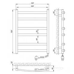 Laris Sèche-serviettes électrique ATLANT 500x700 avec minuterie ECO, 160W, Blanc