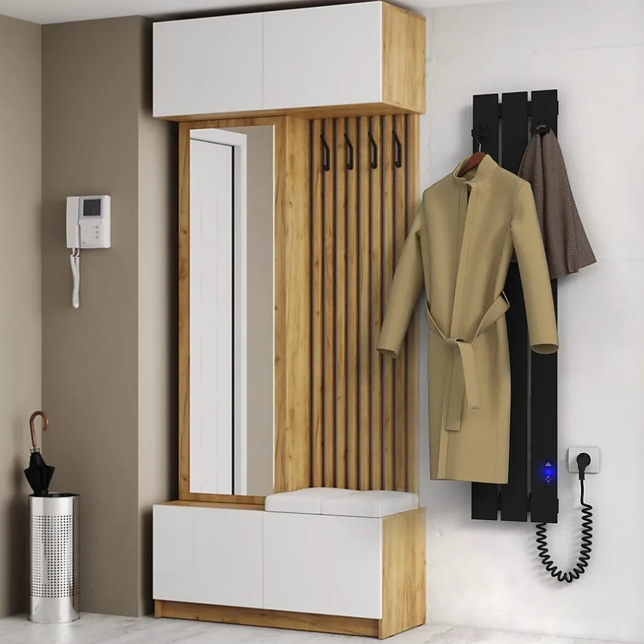 Laris Sèche-serviettes électrique BOSTON 230x1200 avec minuterie ECO, 180W, Noir* Sèche-Serviettes Électrique