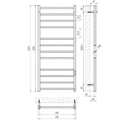 Laris Sèche-serviettes électrique ALFA 500x1200 avec minuterie ECO, 225W, Blanc* Sèche-Serviettes Électrique
