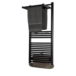 Deltacalor Sèche-serviettes électrique à inertie fluide Stendino 750W + soufflerie 1000W noir* Sèche-Serviettes Soufflant