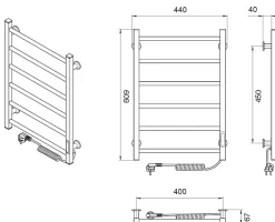 Laris Sèche-serviettes électrique ALFA 400x600 avec minuterie ECO, 95W, Noir* Sèche-Serviettes Électrique